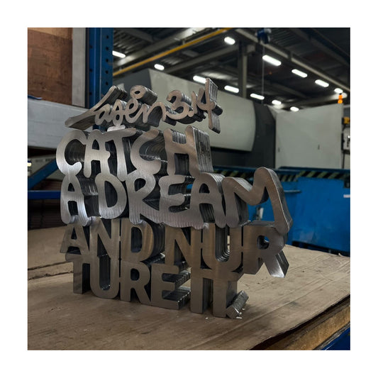 Laser 3.14 X Statement Store Steel Sculpture: Catch A Dream And Nurture It
