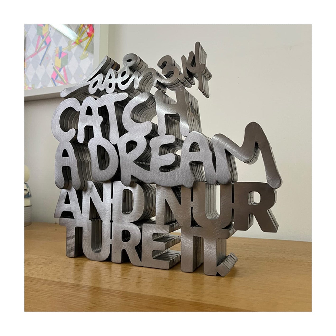 Laser 3.14 X Statement Store Steel Sculpture: Catch A Dream And Nurture It