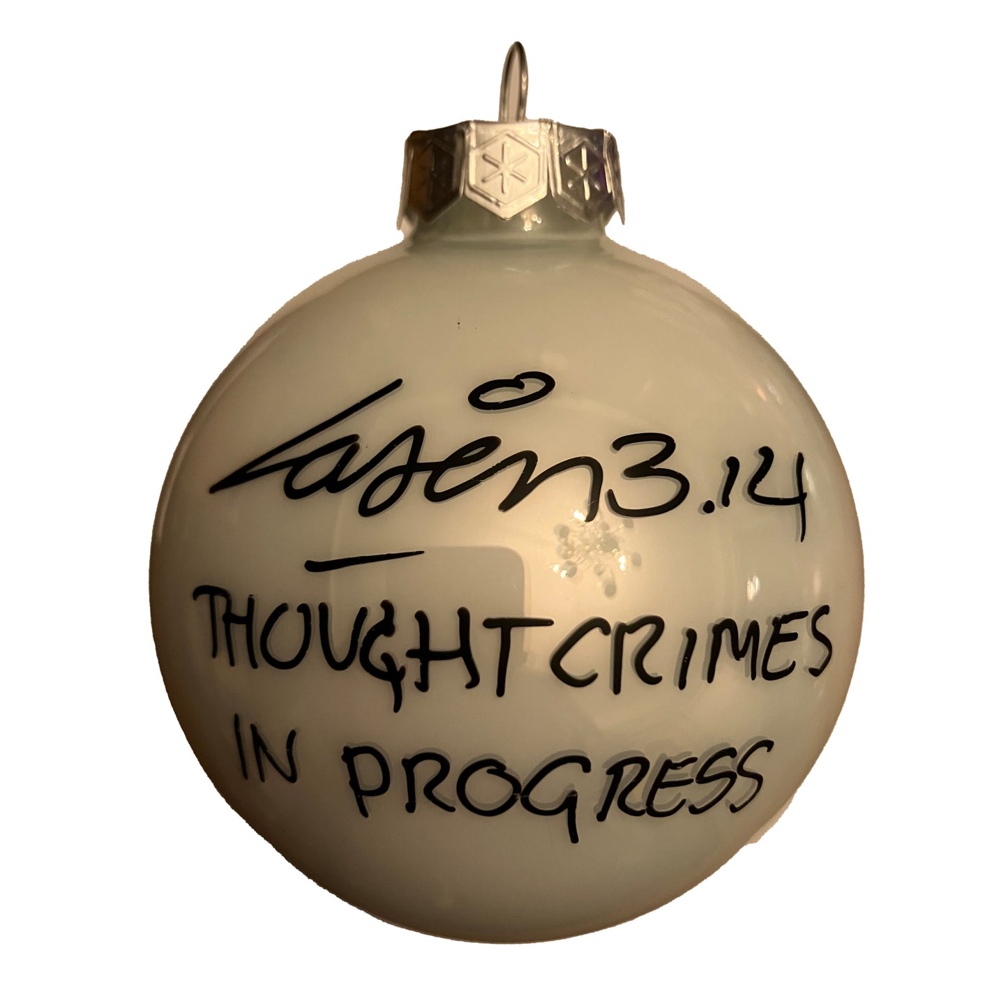 Thoughtcrimes In Progress - White Glossy Glass | Laser 3.14 x Famous Amsterdam Christmas Ball Ornament