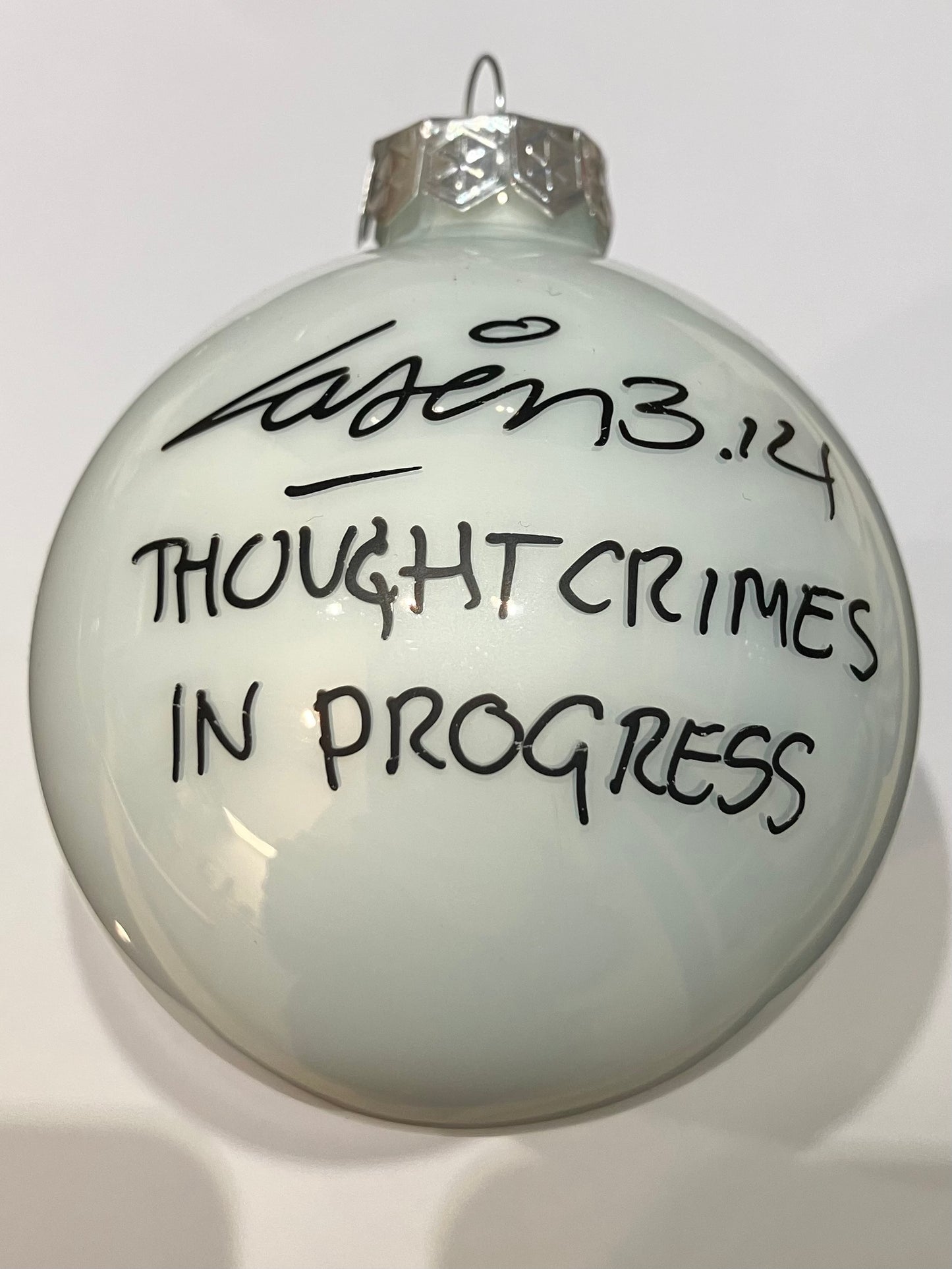 Thoughtcrimes In Progress - White Glossy Glass | Laser 3.14 x Famous Amsterdam Christmas Ball Ornament